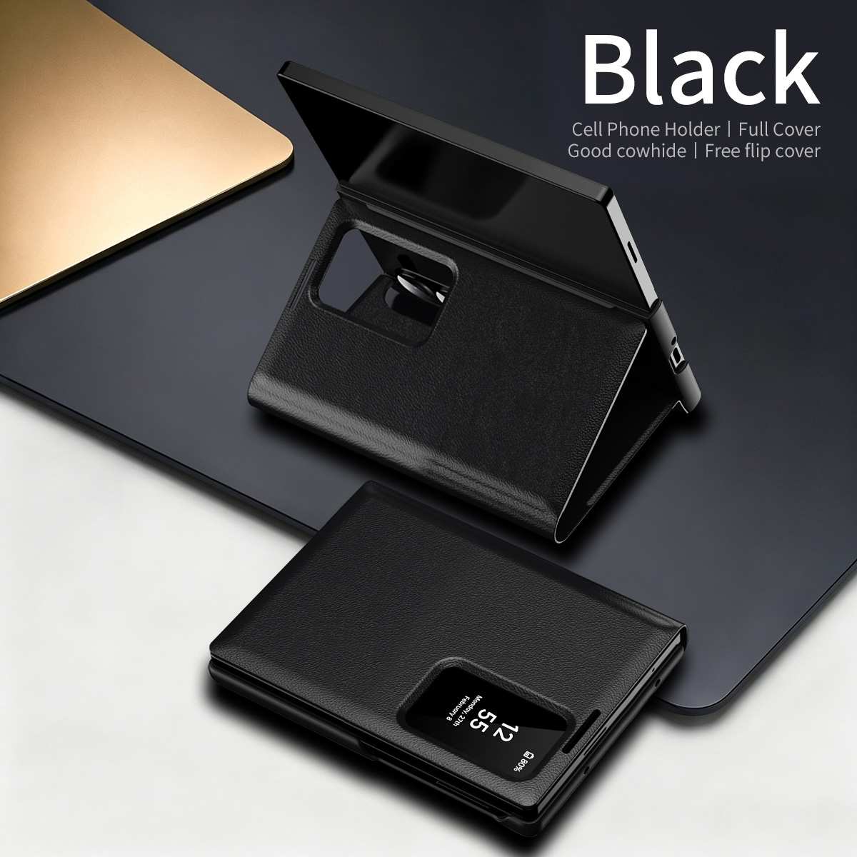 Bifold Leather Wallet - حافظة هاتف جلدية مع فتحة لبطاقة
